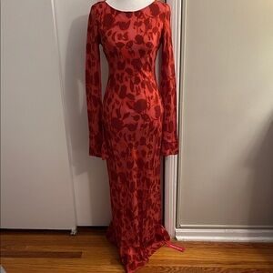 Realisation Par Red Floral Long Sleeve maxi Dress